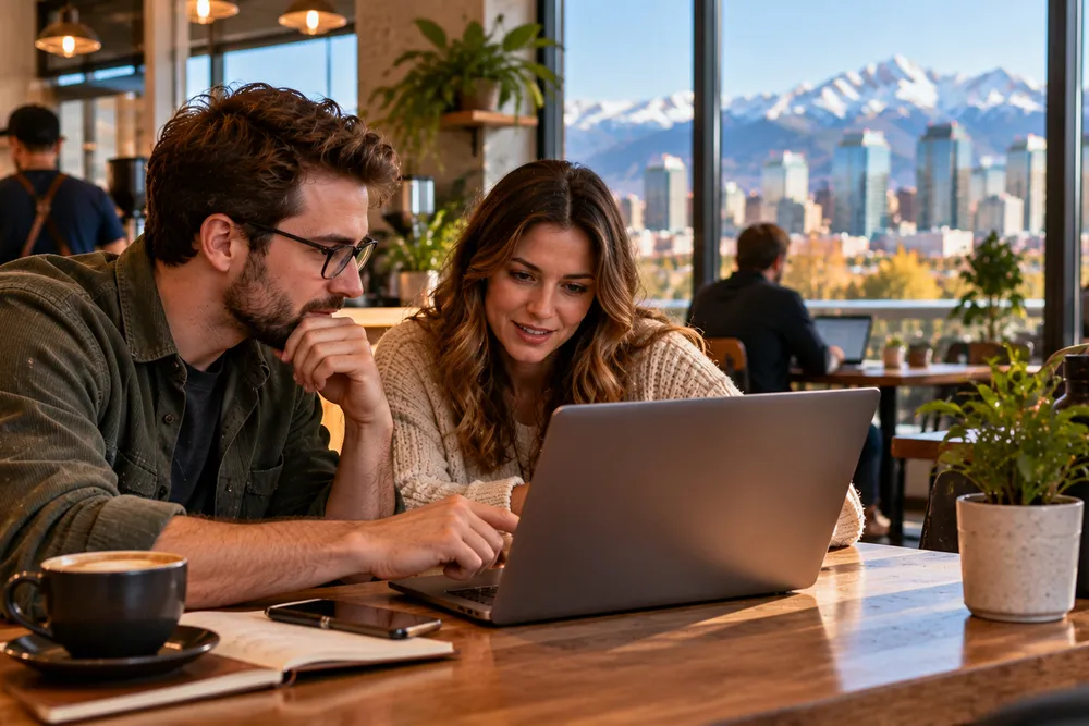 Engineers reviewing code in a Denver café