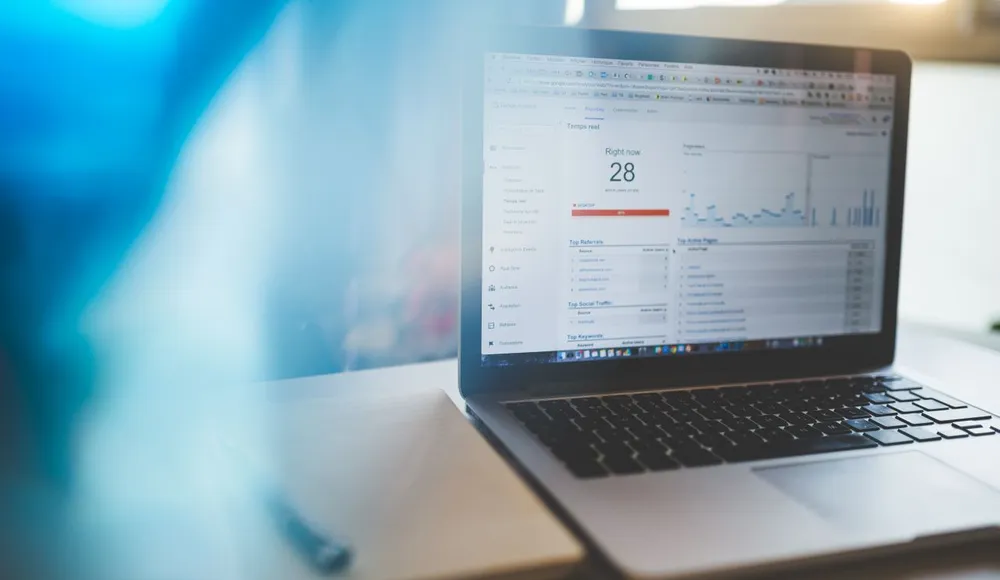 SEO dashboard analytics screen showing ranking and organic growth tracking