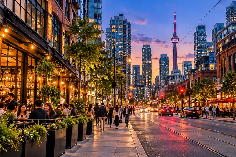 King West Liberty Village Toronto modern condos mixed with converted brick warehouse lofts